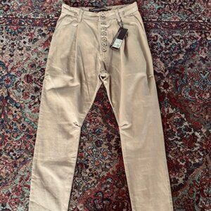 NWT CRIMINAL DAMAGE UK - Pleated Button Front Drop Crotch Khakis Size 28